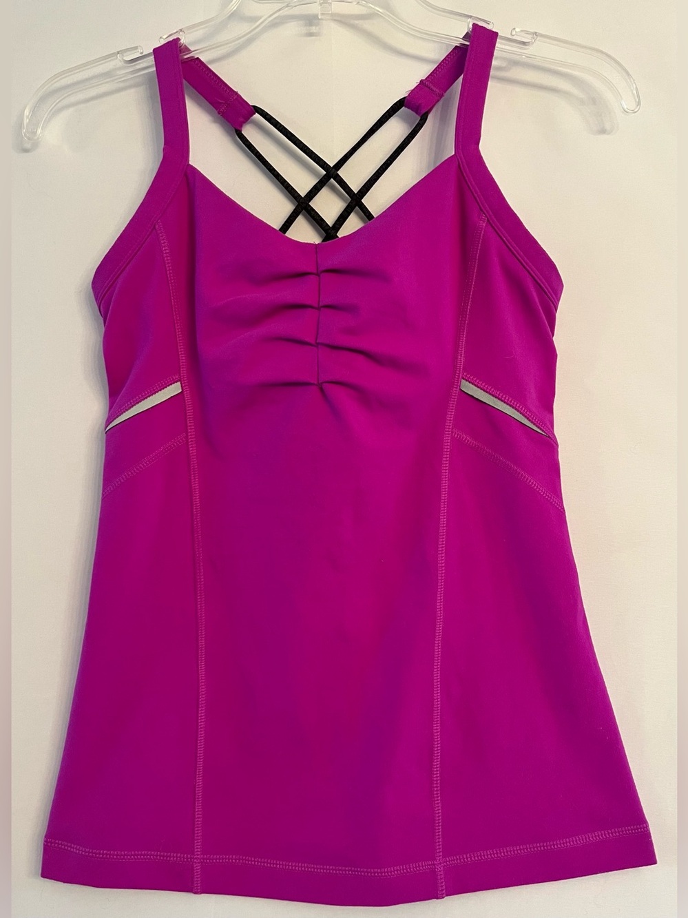 Under Armour Magenta Ruched Strappy Back Activewear Tank Top